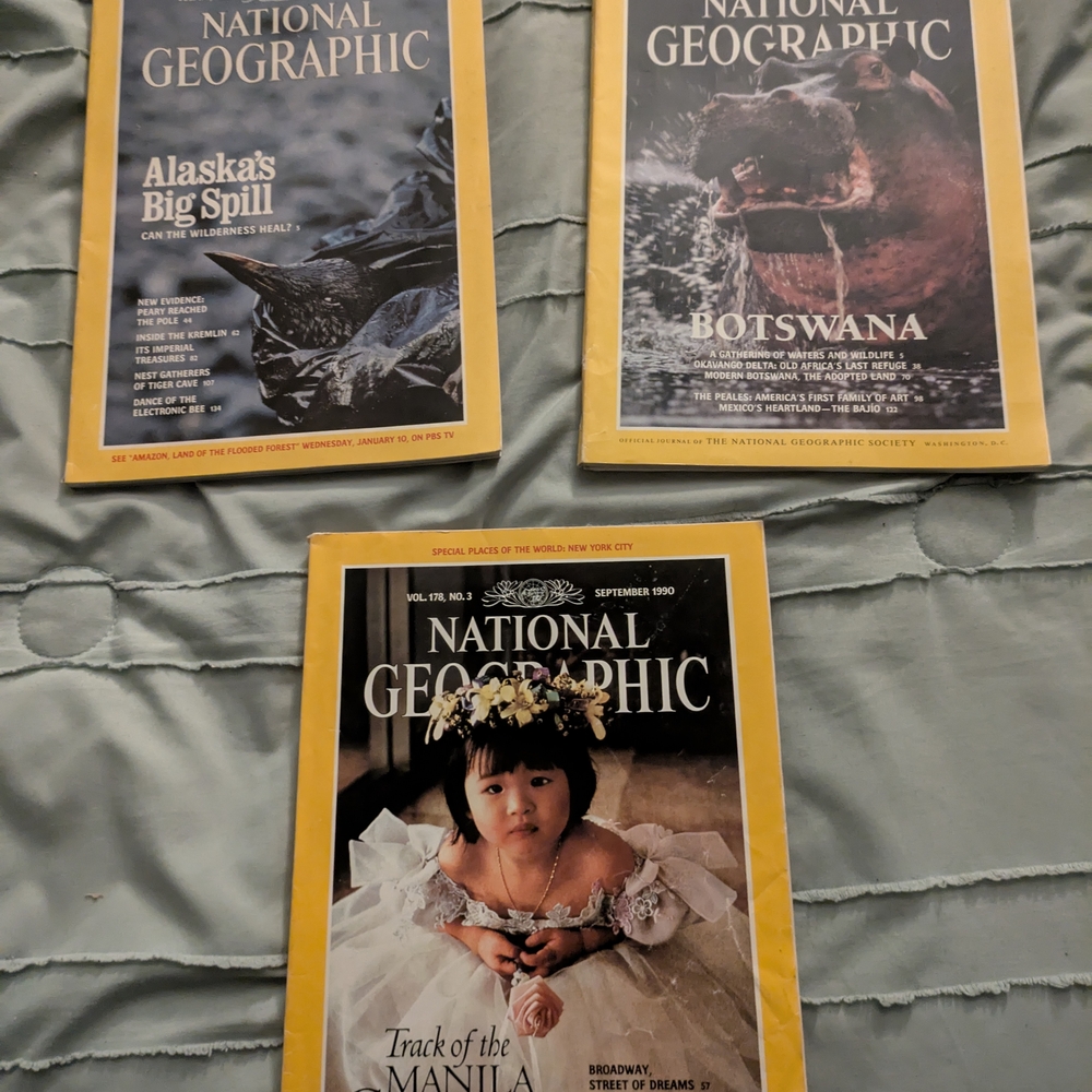 NATIONAL Geographic Vintage Magazines - Jan., Sept., Dec. 1990 Ed.
